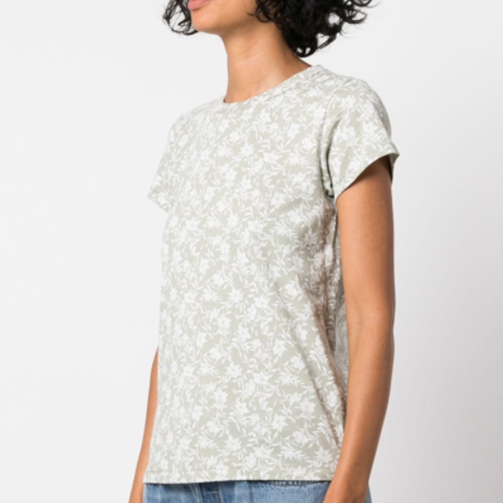 NWOT rag & bone Julie Floral Organic Cotton Top, Sage Green Size Medium Tee